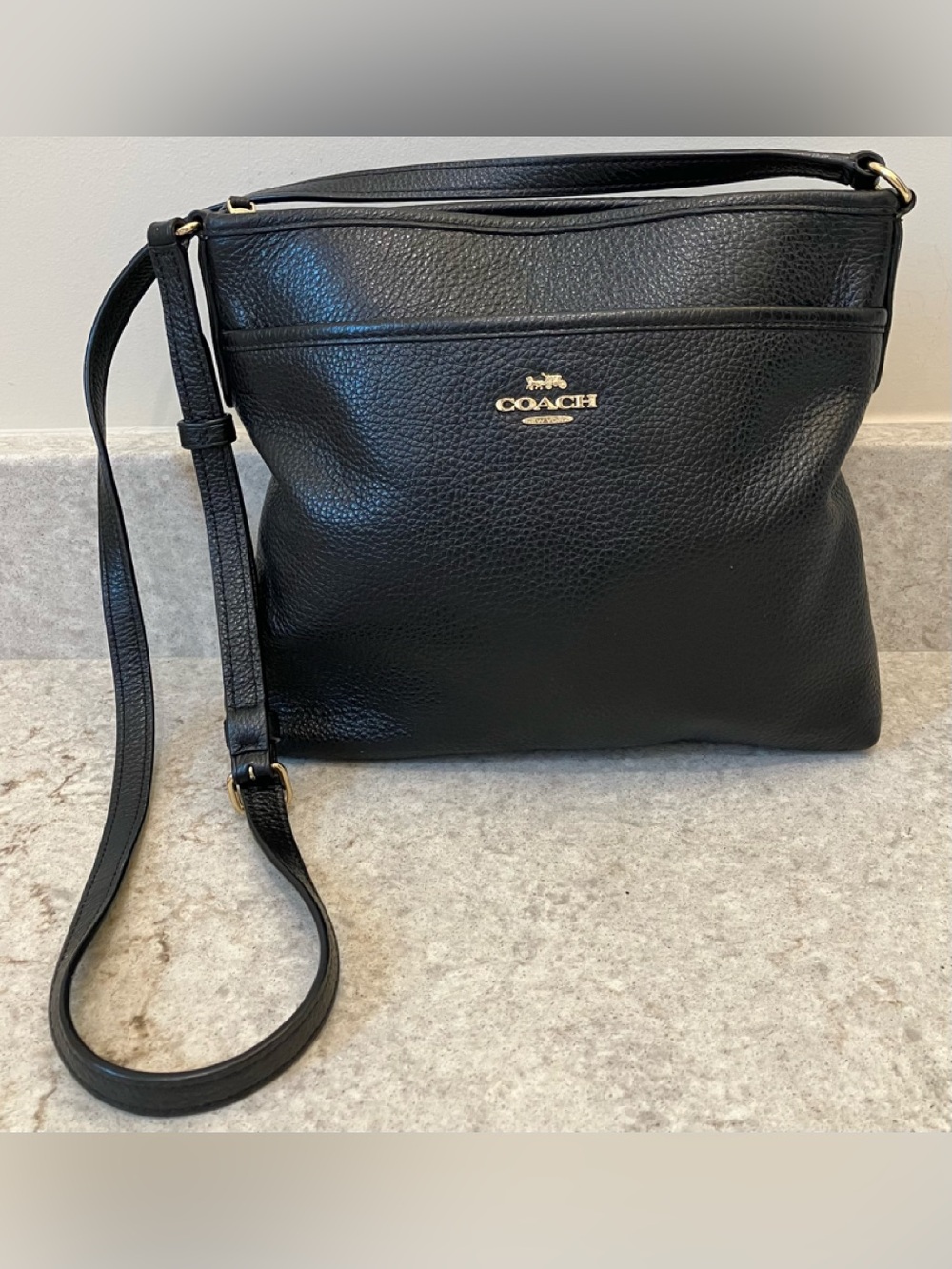 COACH PEBBLED LEATHER CROSSBODY MESSENGER BAG